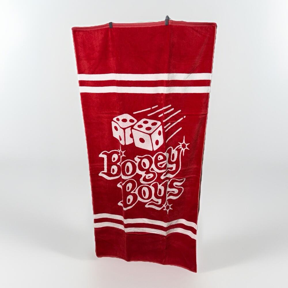 Bogey Boys Dice Beach Towel Red & White Striped 100% Cotton USA Made Retro